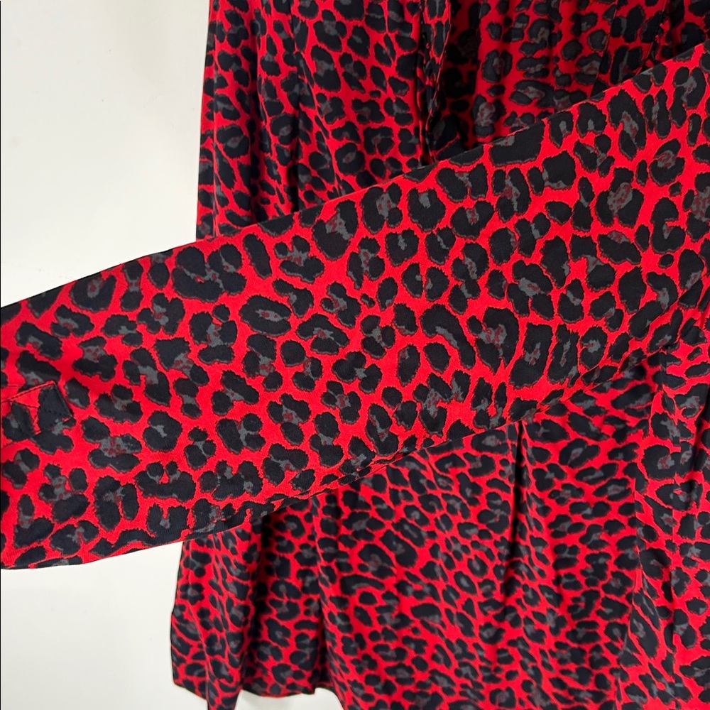 Zadig & Voltaire Red and Black Leopard Print V-Neck Blouse - Picture 14 of 15